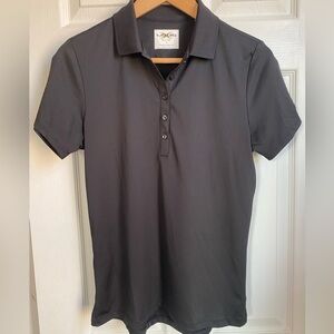 Liquid Yacht Wear women’s black fitted polo golf shirt collared size small